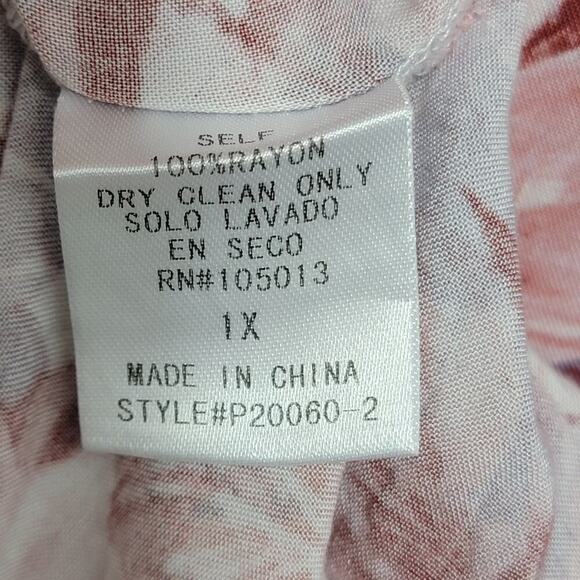 Andree By Unit Purple Floral Blouse 1x Half Sleeve Bell Sleeve - Picture 11 of 11